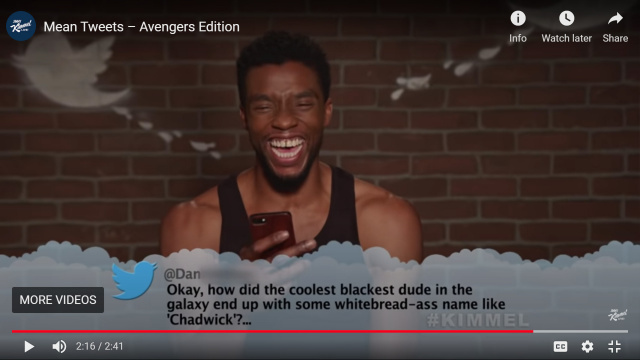 Chadwick Boseman - Celebrities Read Mean Tweets About Themselves (videos)